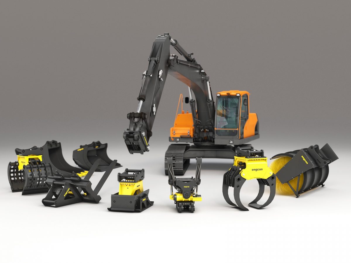 Engcon's automatic quick coupler system streamlines everyday use of the excavator