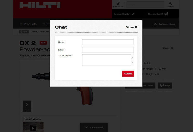 Hilti delivers live chat support to its customers