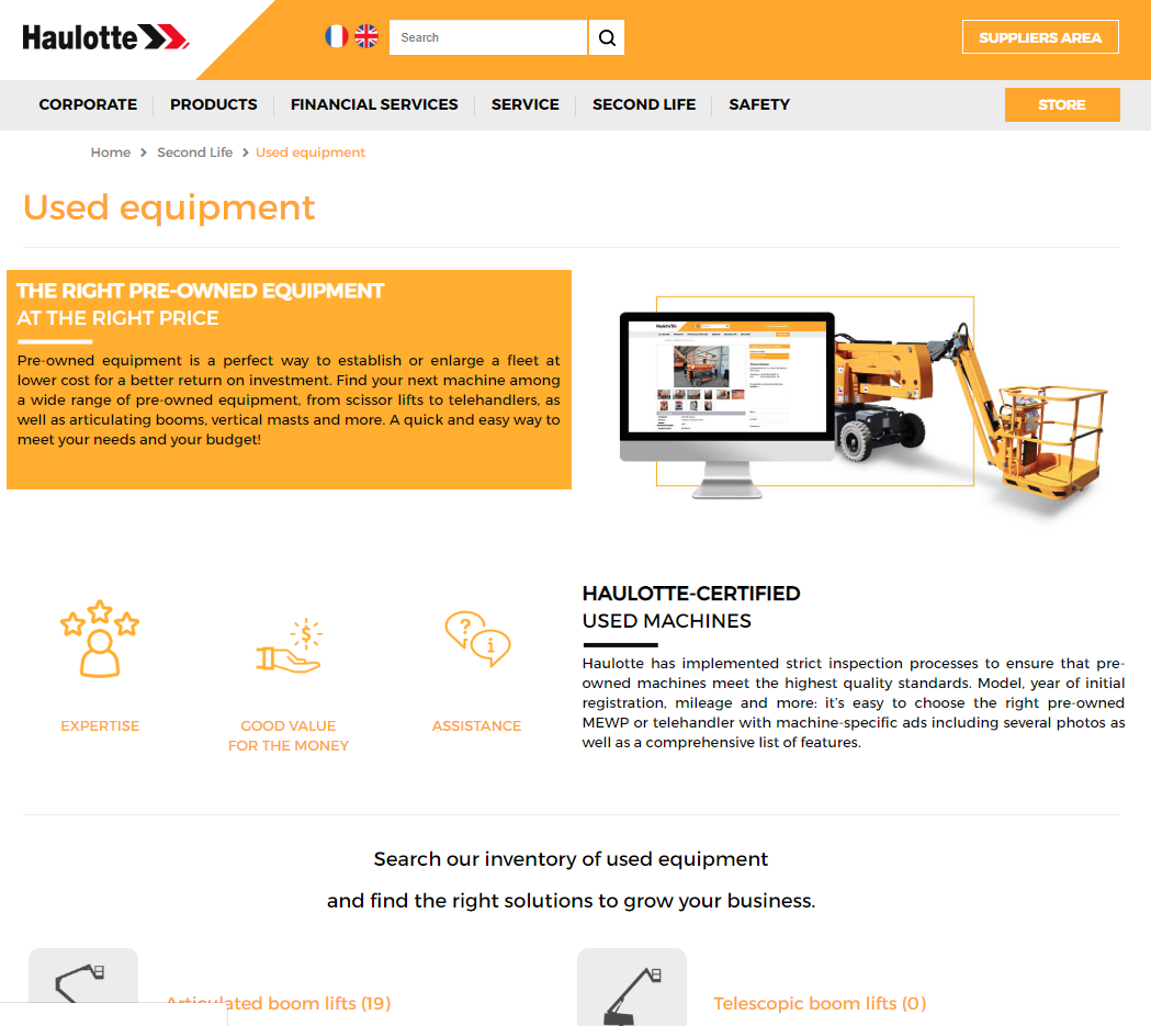 Haulotte launches webpage dedicated to used equipment