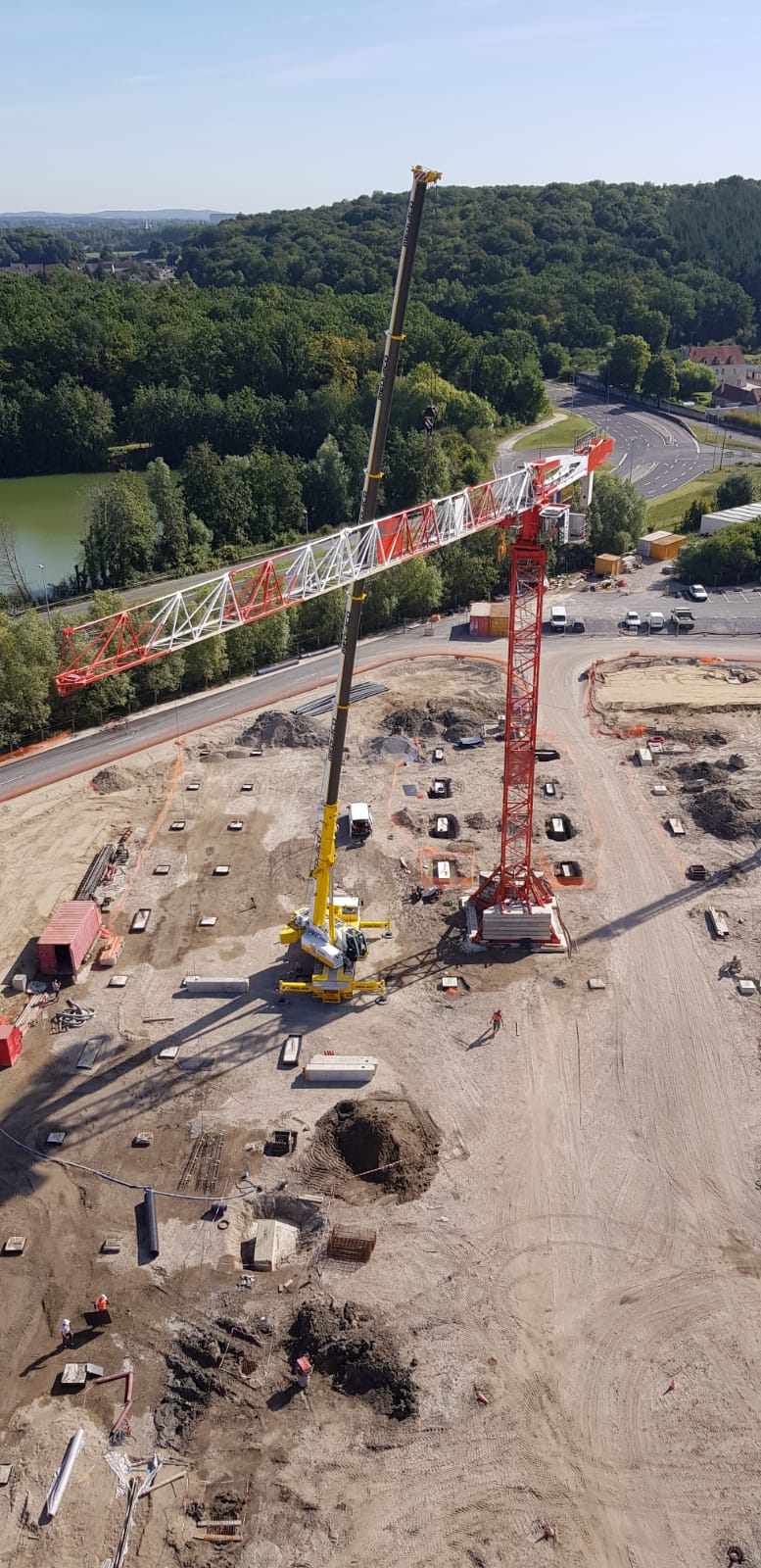 Four Potain cranes managed by AMCS anti-collision systems work on Chanel leatherwork factory expansion in France