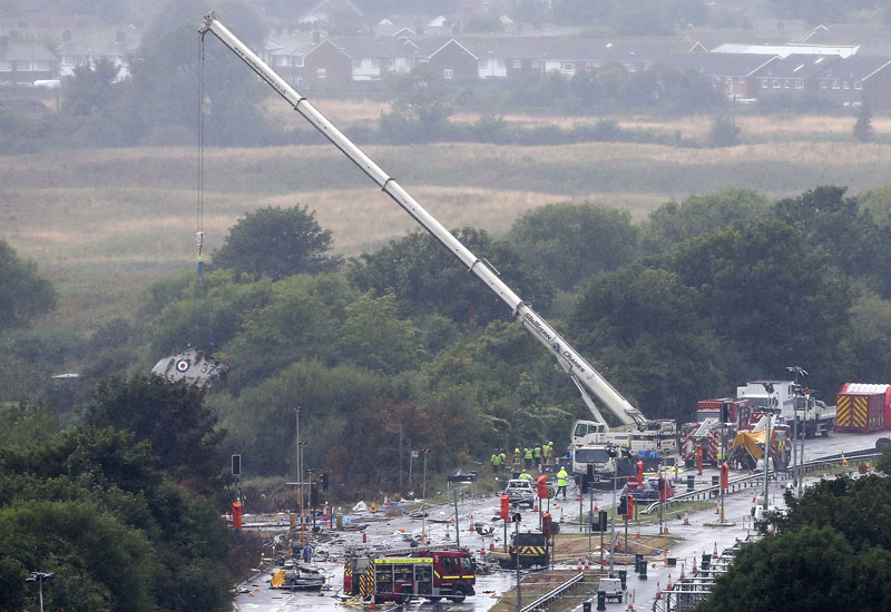 Shoreham Air crash: Crane removes plane wreckage