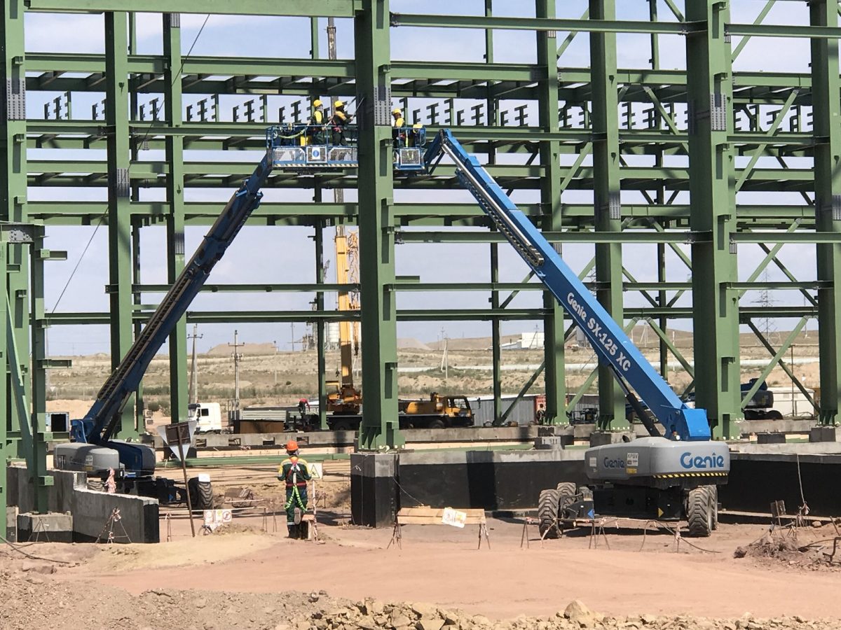 Genie boom lifts assist in steel construction assembly at copper mine in Kazakhstan