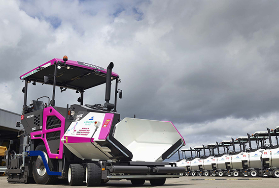 Volvo CE paints pavers pink for cancer awareness