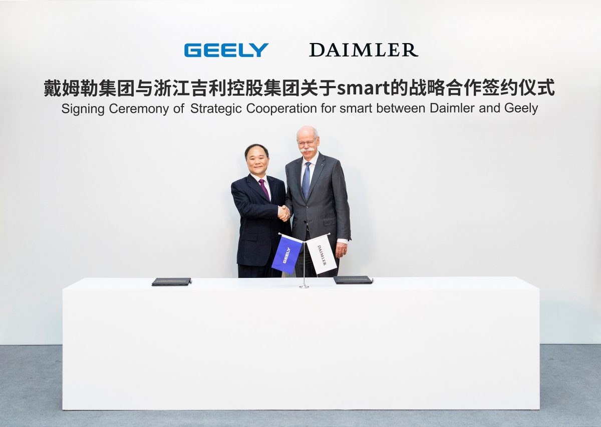 Daimler and Geely form 50-50 joint venture to develop smart electric vehicles