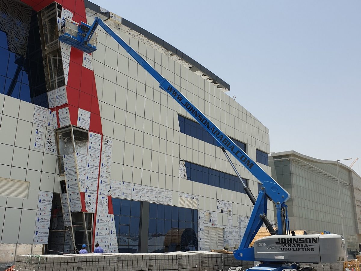 Johnson Arabia employs a Genie for finishing work at Red Crescent mall in Abu Dhabi