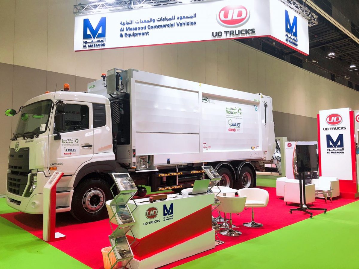 Al Masaood showcases the UD Quester waste management truck at the World Future Energy Summit Abu Dhabi