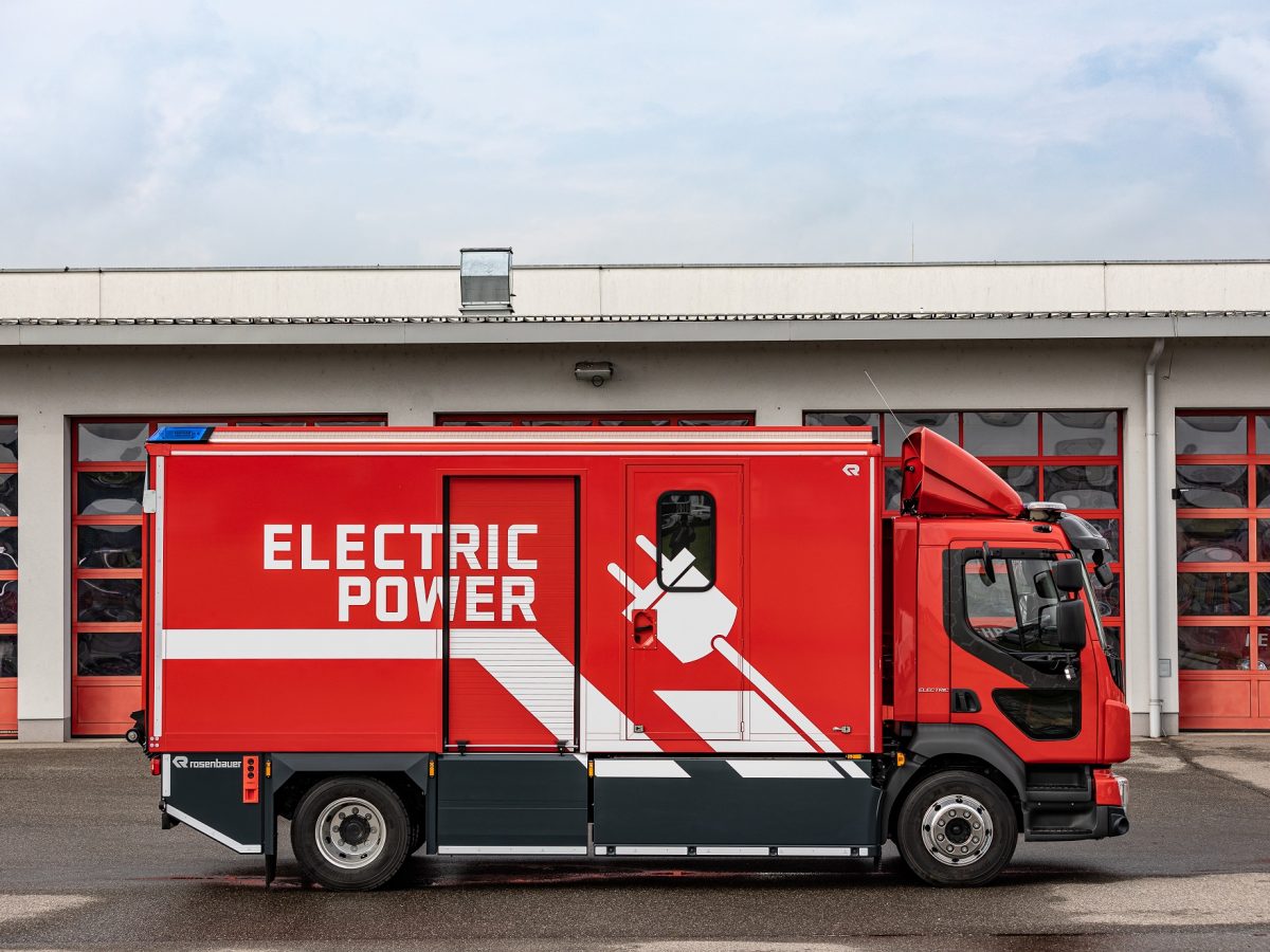 Rosenbauer presents fire service vehicle on a fully electrically powered series chassis