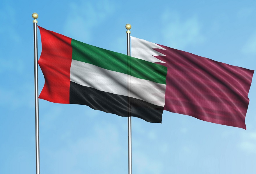 The UAE flag with Qatar flag