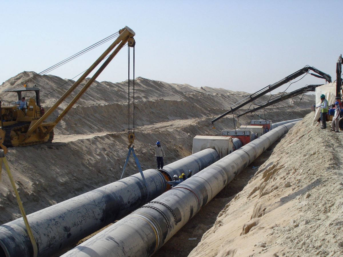 Pipeline laying works in Saudi Arabia desalination project